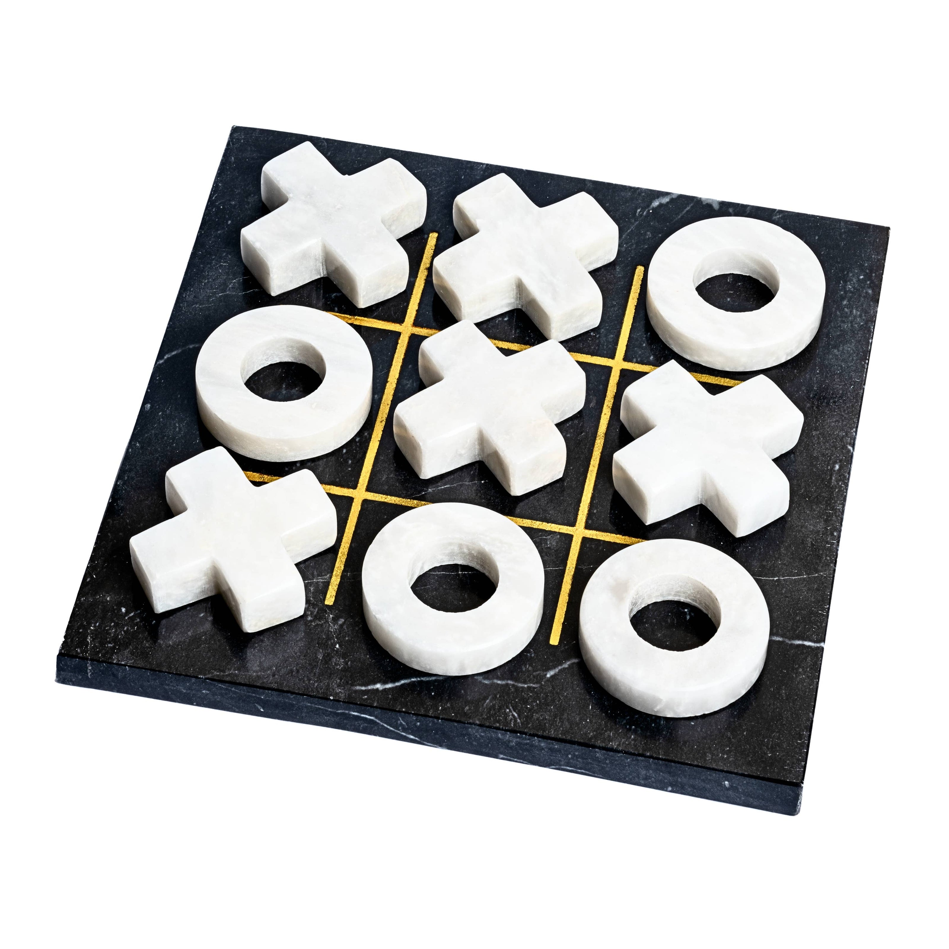 Marble Tic Tac Toe Game: Black & White