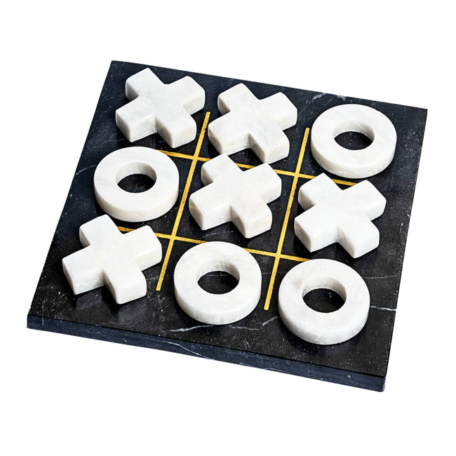 Marble Tic Tac Toe Game: Black & White