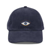 Good Vibes Embroidered Corduroy Cap, Evil Eye Good Energy Hat
