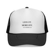Less Oy More Joy trucker cap | minimalist text hat, Jewish humor