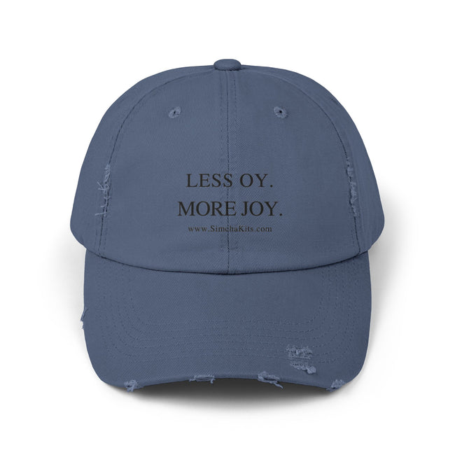 Distressed Cap, Unisex Hat for Hanukkah, Simcha Kits, Jewish Joy Yiddish Hebrew Gift, Oy More Joy Slogan, Chanukah Baseball Cap, Vintage