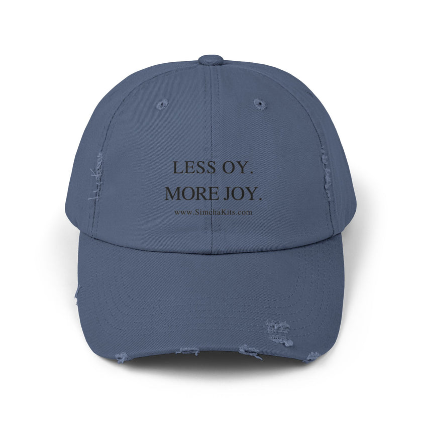 Distressed Cap, Unisex Hat for Hanukkah, Simcha Kits, Jewish Joy Yiddish Hebrew Gift, Oy More Joy Slogan, Chanukah Baseball Cap, Vintage