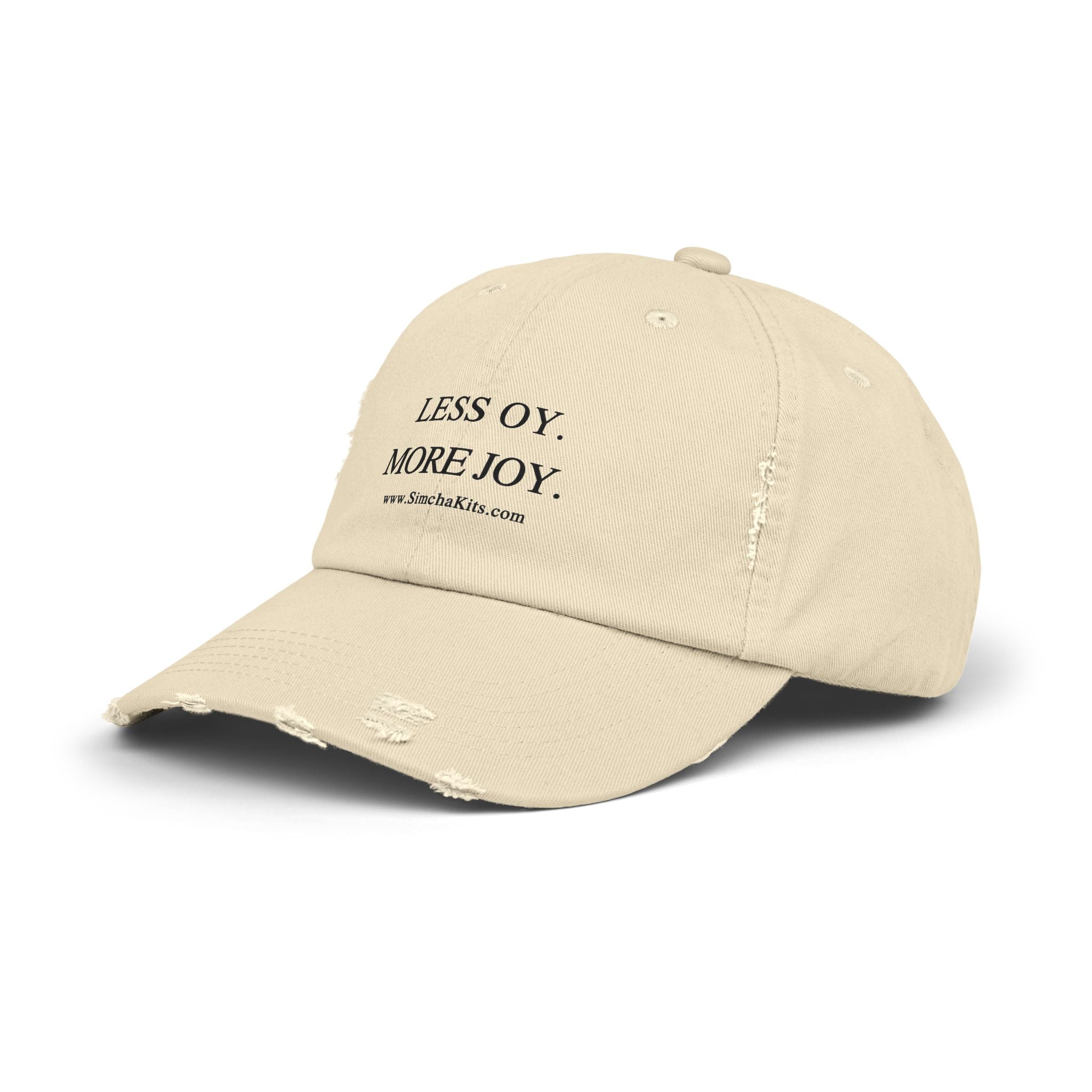 Distressed Cap, Unisex Hat for Hanukkah, Simcha Kits, Jewish Joy Yiddish Hebrew Gift, Oy More Joy Slogan, Chanukah Baseball Cap, Vintage