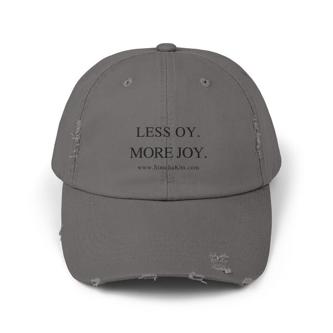 Distressed Cap, Unisex Hat for Hanukkah, Simcha Kits, Jewish Joy Yiddish Hebrew Gift, Oy More Joy Slogan, Chanukah Baseball Cap, Vintage