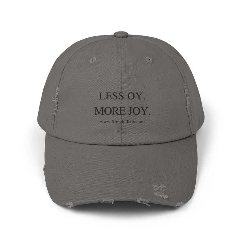 Distressed Cap, Unisex Hat for Hanukkah, Simcha Kits, Jewish Joy Yiddish Hebrew Gift, Oy More Joy Slogan, Chanukah Baseball Cap, Vintage