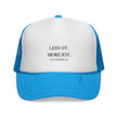 Less Oy More Joy trucker cap | minimalist text hat, Jewish humor