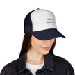 Less Oy More Joy trucker cap | minimalist text hat, Jewish humor