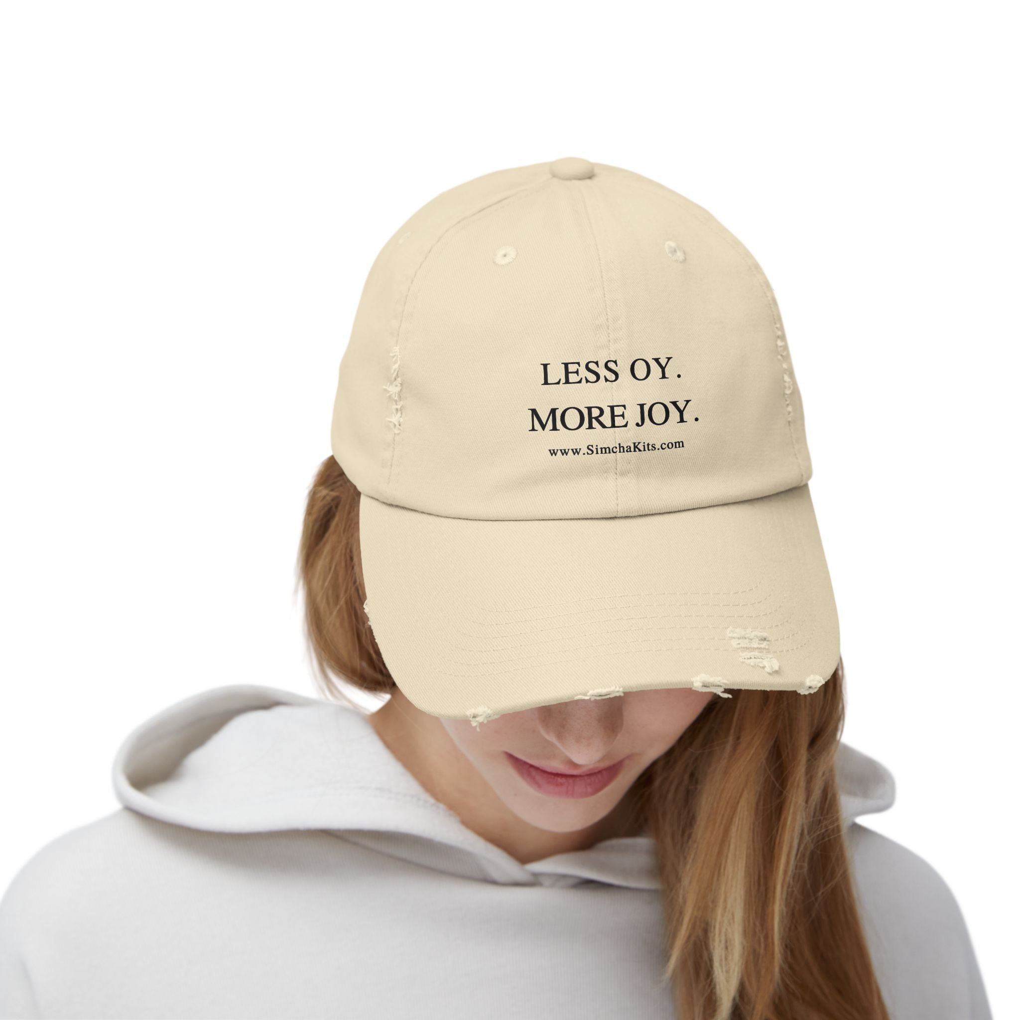 Distressed Cap, Unisex Hat for Hanukkah, Simcha Kits, Jewish Joy Yiddish Hebrew Gift, Oy More Joy Slogan, Chanukah Baseball Cap, Vintage