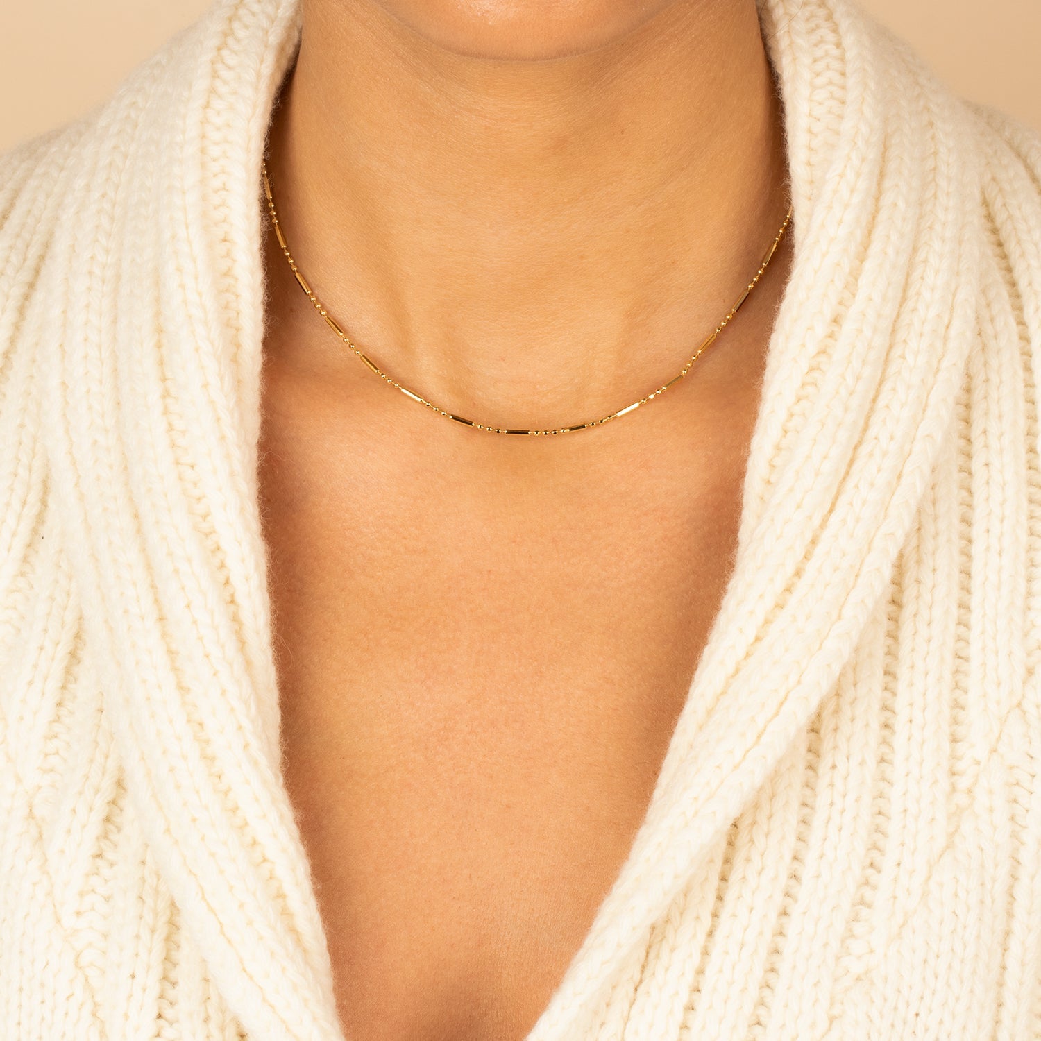 Solid Bar X Ball Chain Necklace