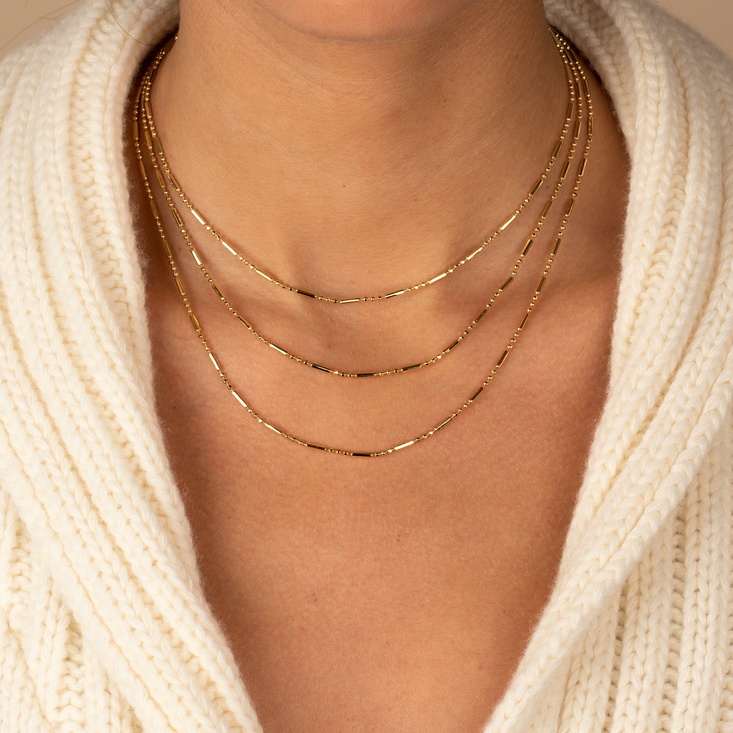 Solid Bar X Ball Chain Necklace