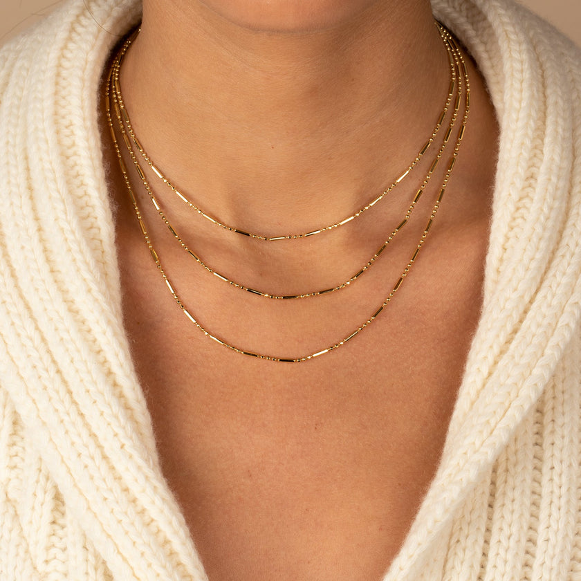 Solid Bar X Ball Chain Necklace