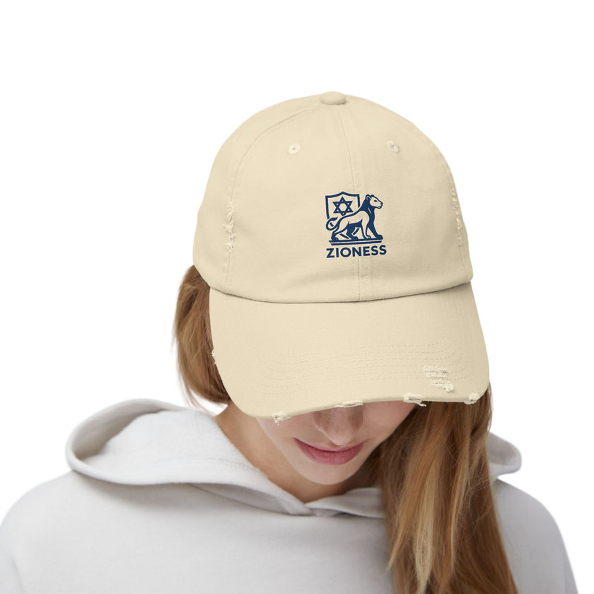 Distressed Cap, Zioness Zionist Israeli Love Judaica Jewish Joy, We Will Dance Again, Never Again, Jewish Star Chai Hamsa, Unisex Hat,