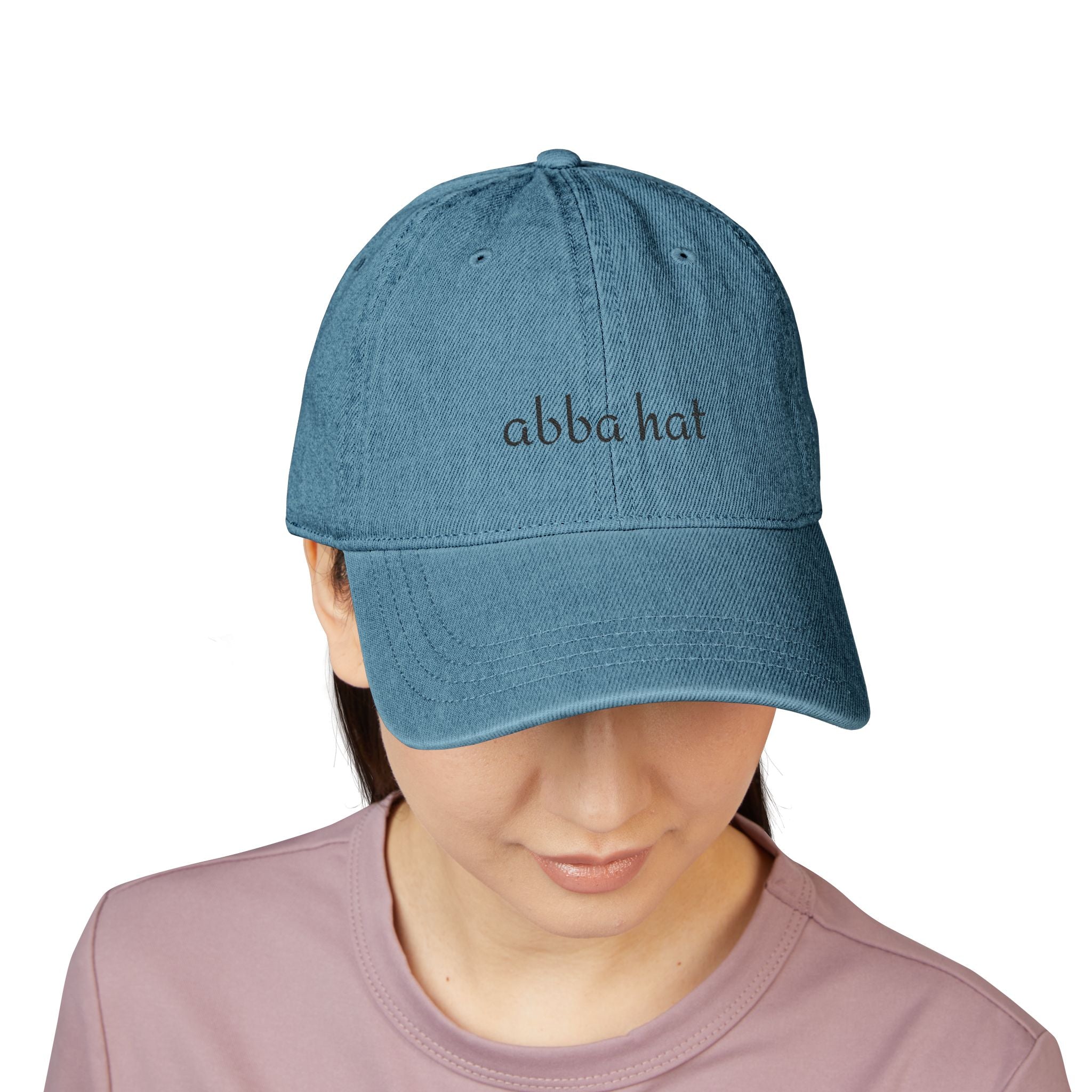 Abba Hebrew Embroidered Denim Hat Dad Cap, Judaica Back to School Gift, Men's Women's Fashion, Jewish Accessories, Personalized Baseball