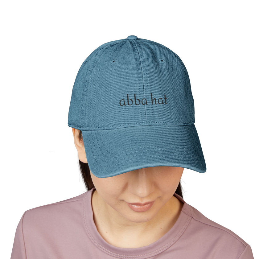 Abba Hebrew Embroidered Denim Hat Dad Cap, Judaica Back to School Gift, Men's Women's Fashion, Jewish Accessories, Personalized Baseball