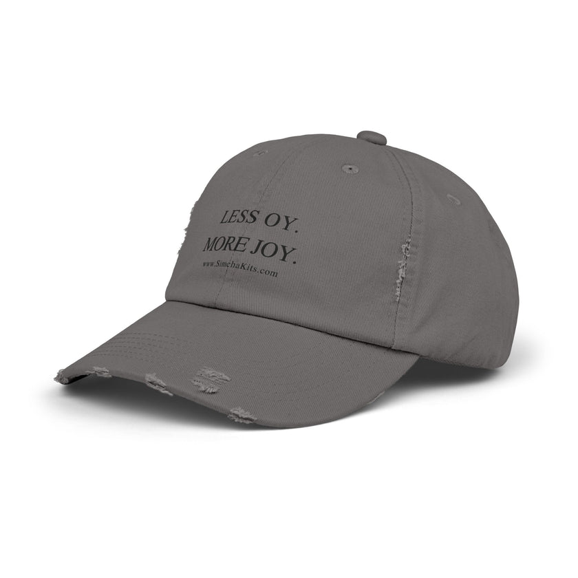 Distressed Cap, Unisex Hat for Hanukkah, Simcha Kits, Jewish Joy Yiddish Hebrew Gift, Oy More Joy Slogan, Chanukah Baseball Cap, Vintage