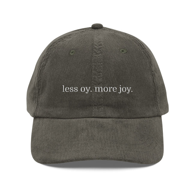 Embroidered Vintage Corduroy Cap, Jewish Humor Dad Hat, Hanukkah Gift, Oy Joy, Men's Fashion Accessory