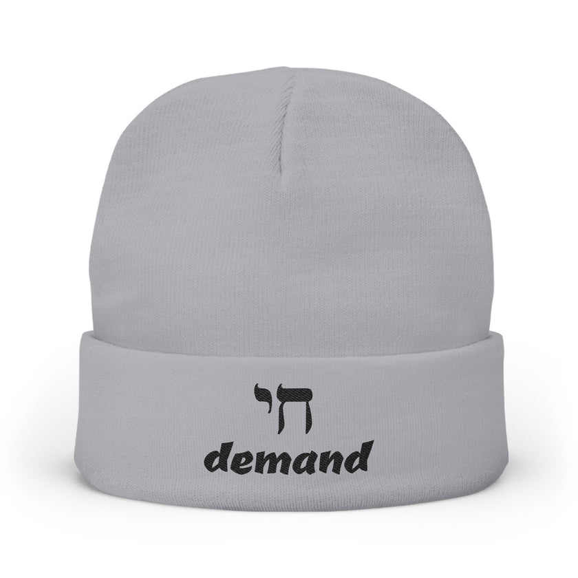 Chai Demand, Embroidered Knit Beanie, Winter Skull Cap, Cozy Beanie, Embroidered Winter Headwear, Unique Beanie Hat