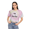 Women's Aim Chai Tie-Dye Crop Tee, Bohemian Tee, Jewish Humor, Yiddish Humor, Hanukkah Shirt