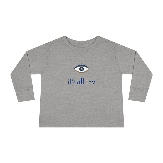 Positive Energy Toddler Long Sleeve Tee with Evil Eye Design, Good Vibes Shirt for Kids, Jewish Christian Clothing, Religious Toddler Top