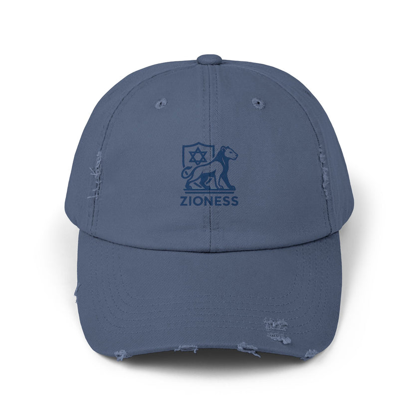 Distressed Cap, Zioness Zionist Israeli Love Judaica Jewish Joy, We Will Dance Again, Never Again, Jewish Star Chai Hamsa, Unisex Hat,