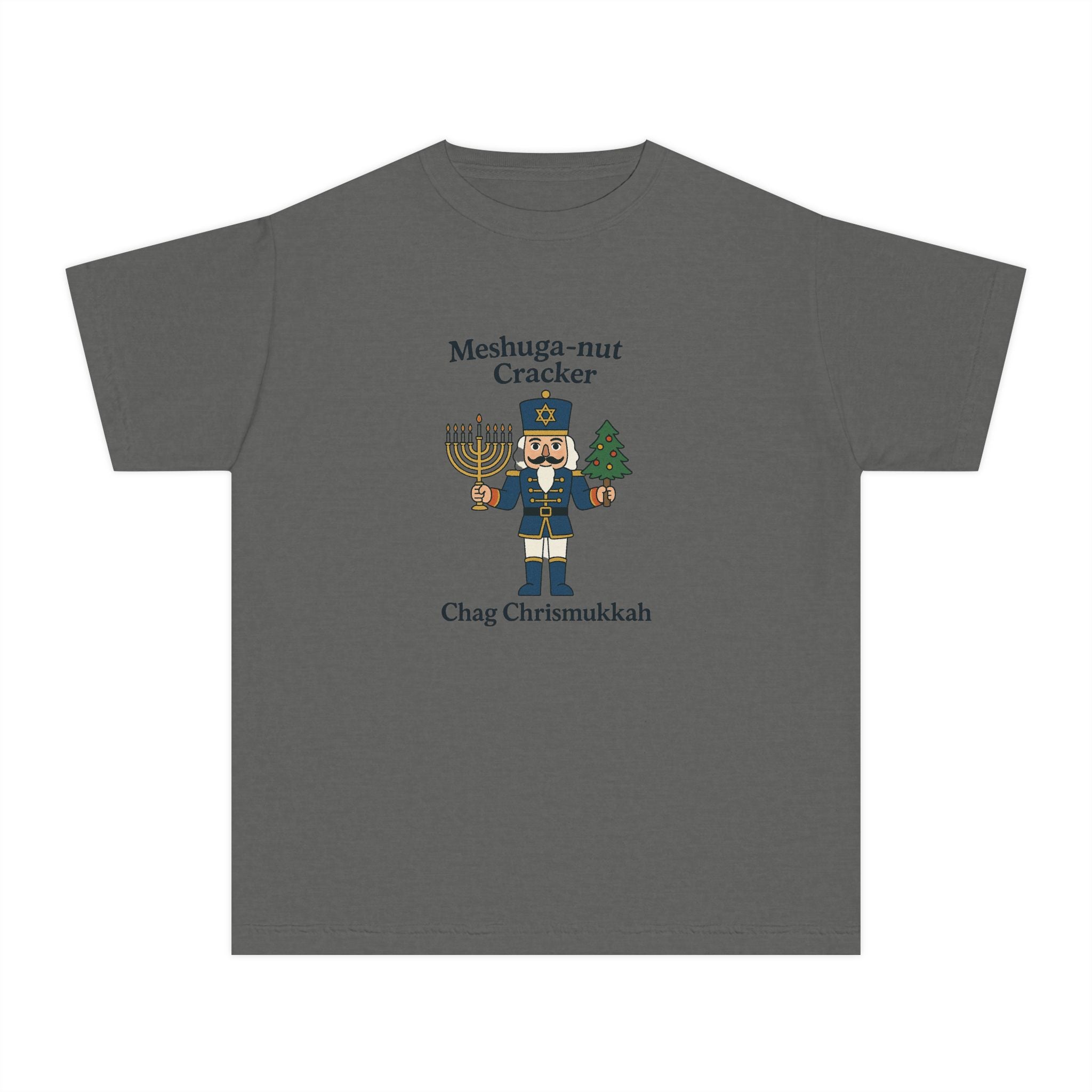 Menschug-nut Cracker Youth Tee | Chanukah Nutcracker Hanukkah Shirt