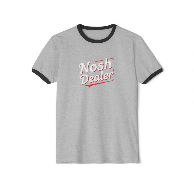 Nosh Dealer Unisex Cotton Ringer T-Shirt, Dog Lover Mom Dad Jewish Judaica Gift Tee, Alternative Names: Ringer Shirt, Vintage Style Top,