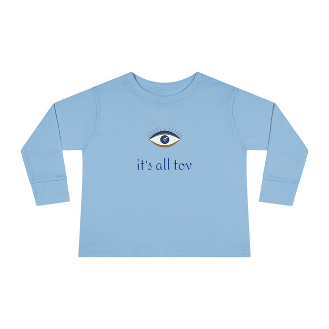 Positive Energy Toddler Long Sleeve Tee with Evil Eye Design, Good Vibes Shirt for Kids, Jewish Christian Clothing, Religious Toddler Top