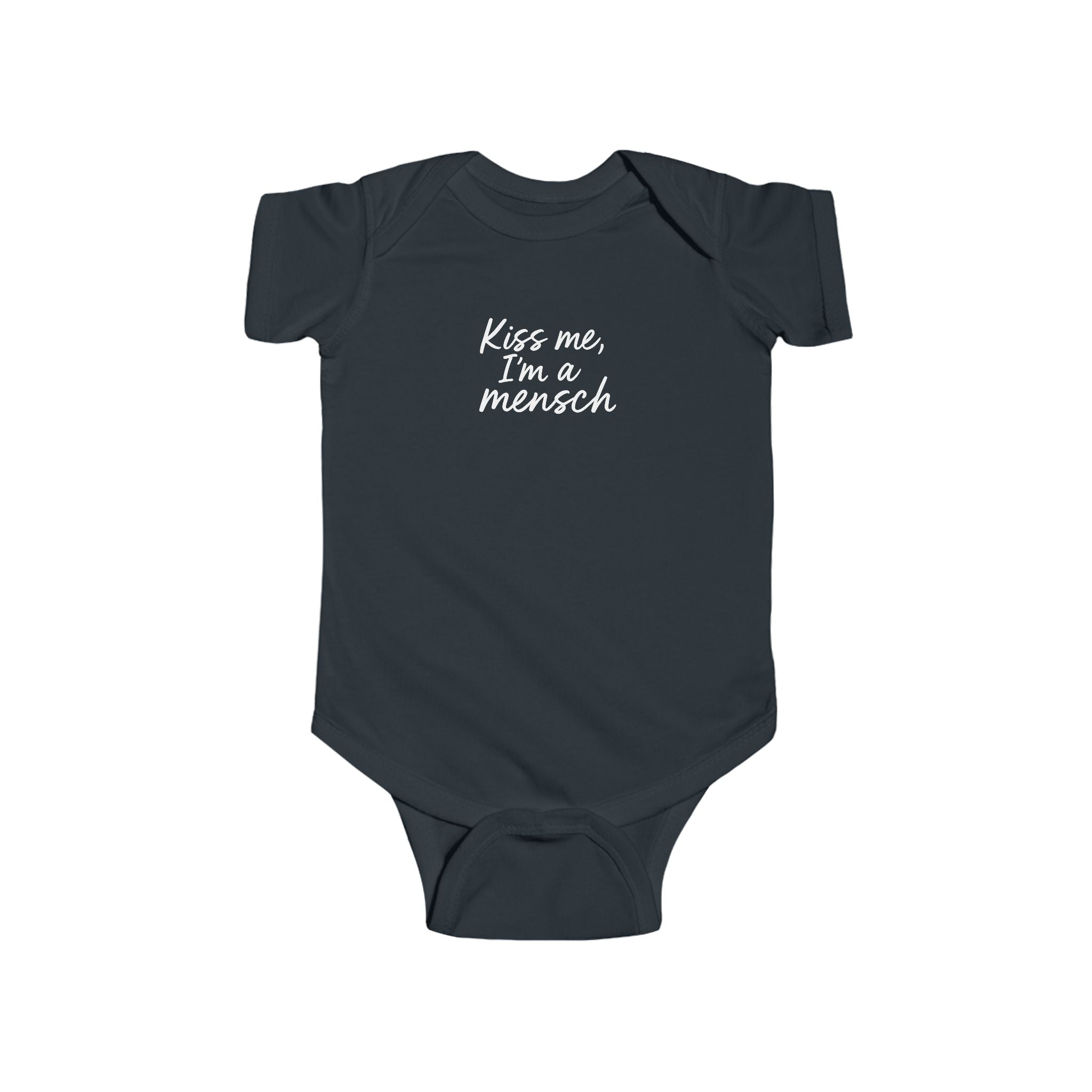 Kiss Me I'm a Mensch Bodysuit | Infant One-Piece, Jewish humor, Hanukkah gift idea