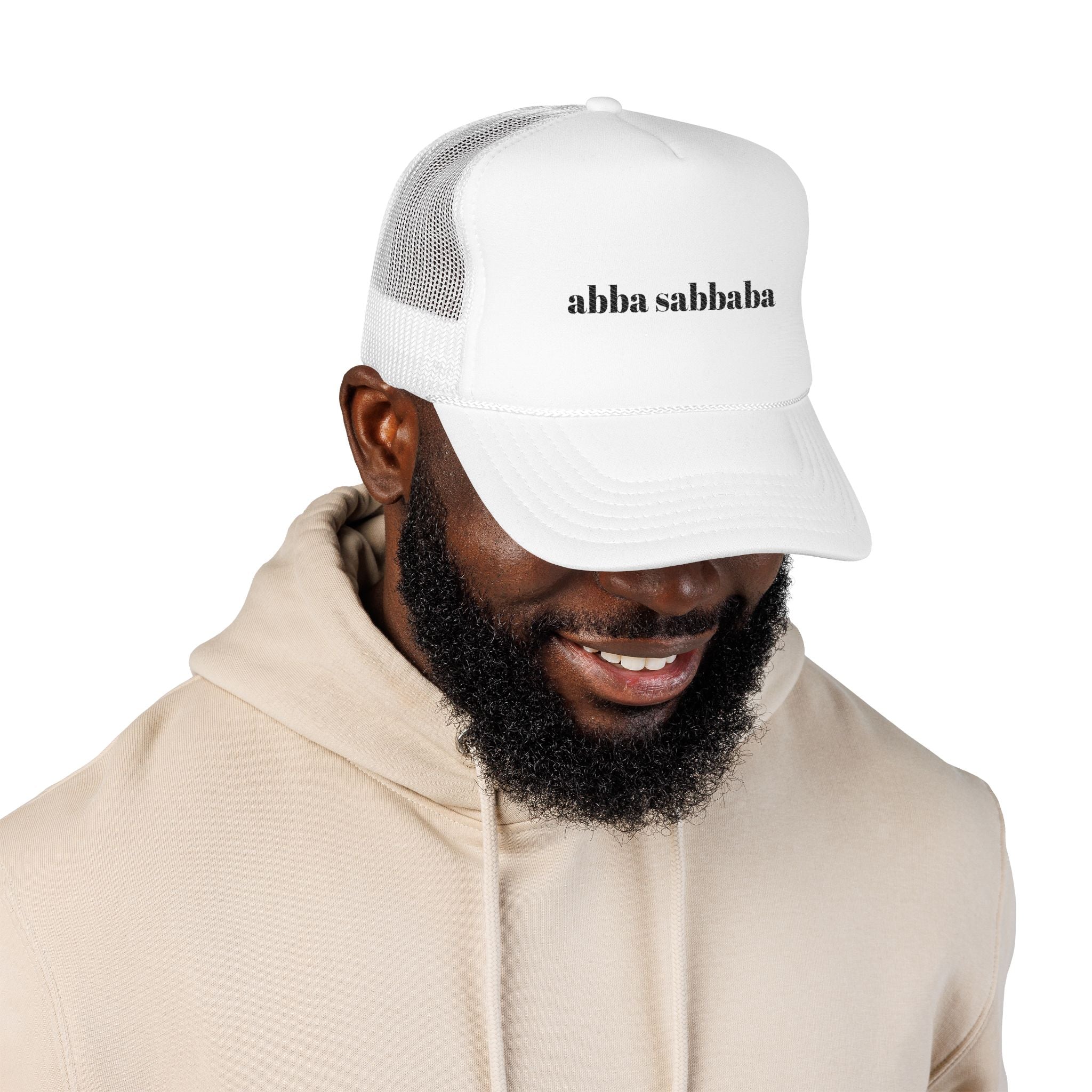 Embroidered Foam Trucker Hat, Jewish Dad Hat, Hebrew Hanukkah Gift, Abba Sabbaba Cap, Religious Headwear, Festival Wear, Retro Fashion