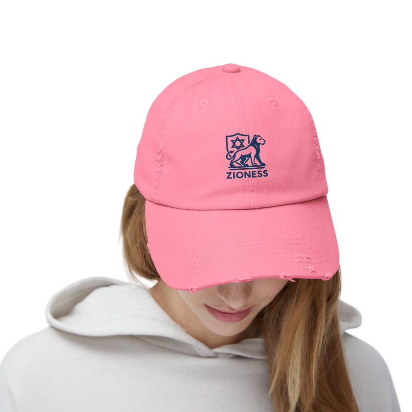 Distressed Cap, Zioness Zionist Israeli Love Judaica Jewish Joy, We Will Dance Again, Never Again, Jewish Star Chai Hamsa, Unisex Hat,