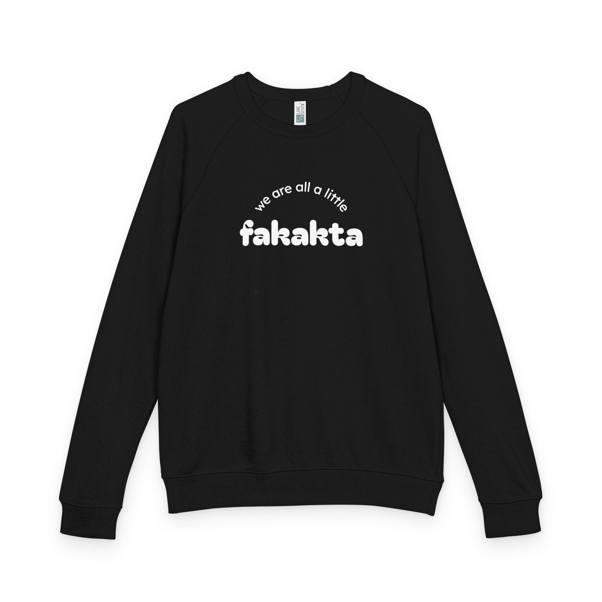 Fakakta Crewneck Sweatshirt, Cozy Unisex Raglan, Relaxed Casual Style, Great gift, Yiddish humor