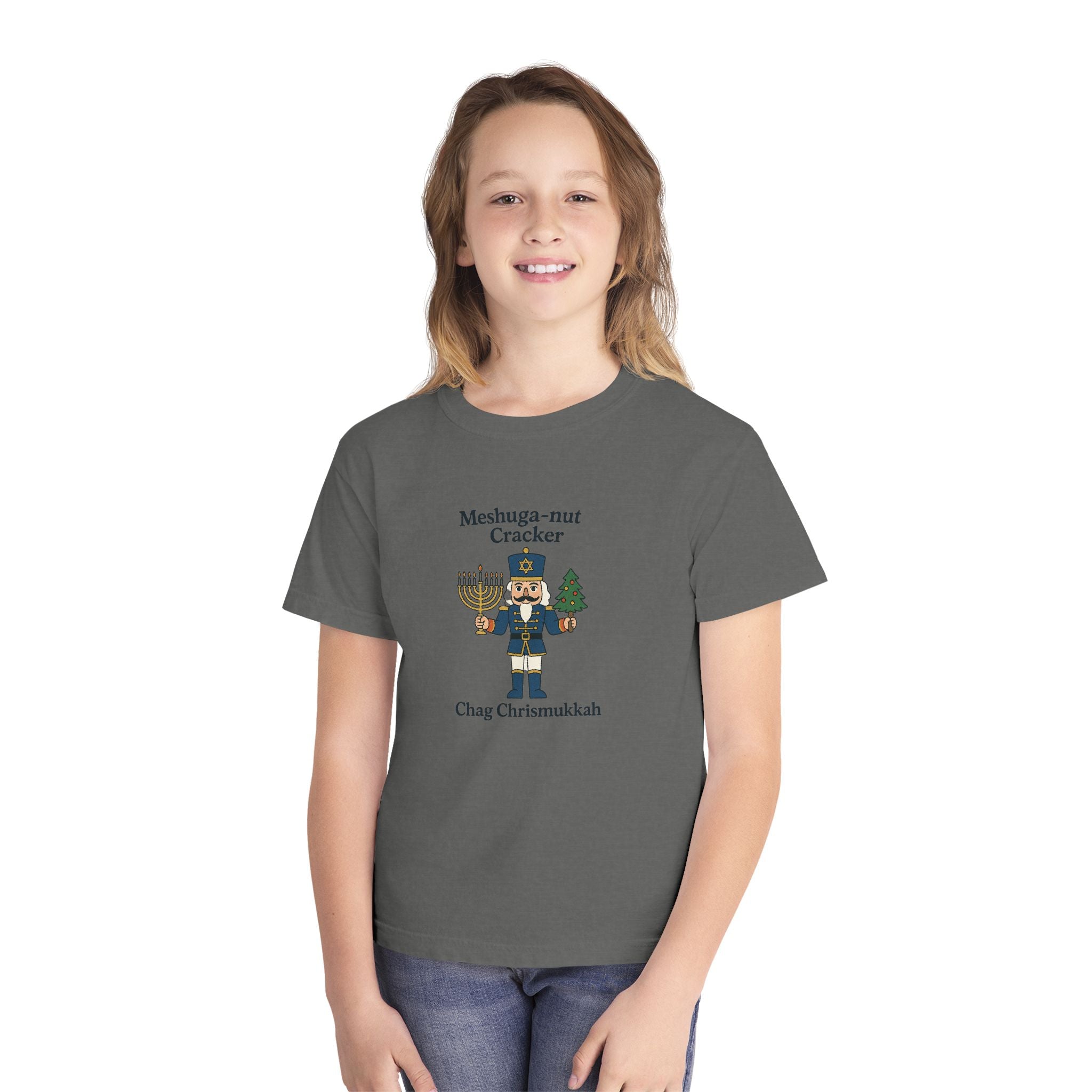 Menschug-nut Cracker Youth Tee | Chanukah Nutcracker Hanukkah Shirt