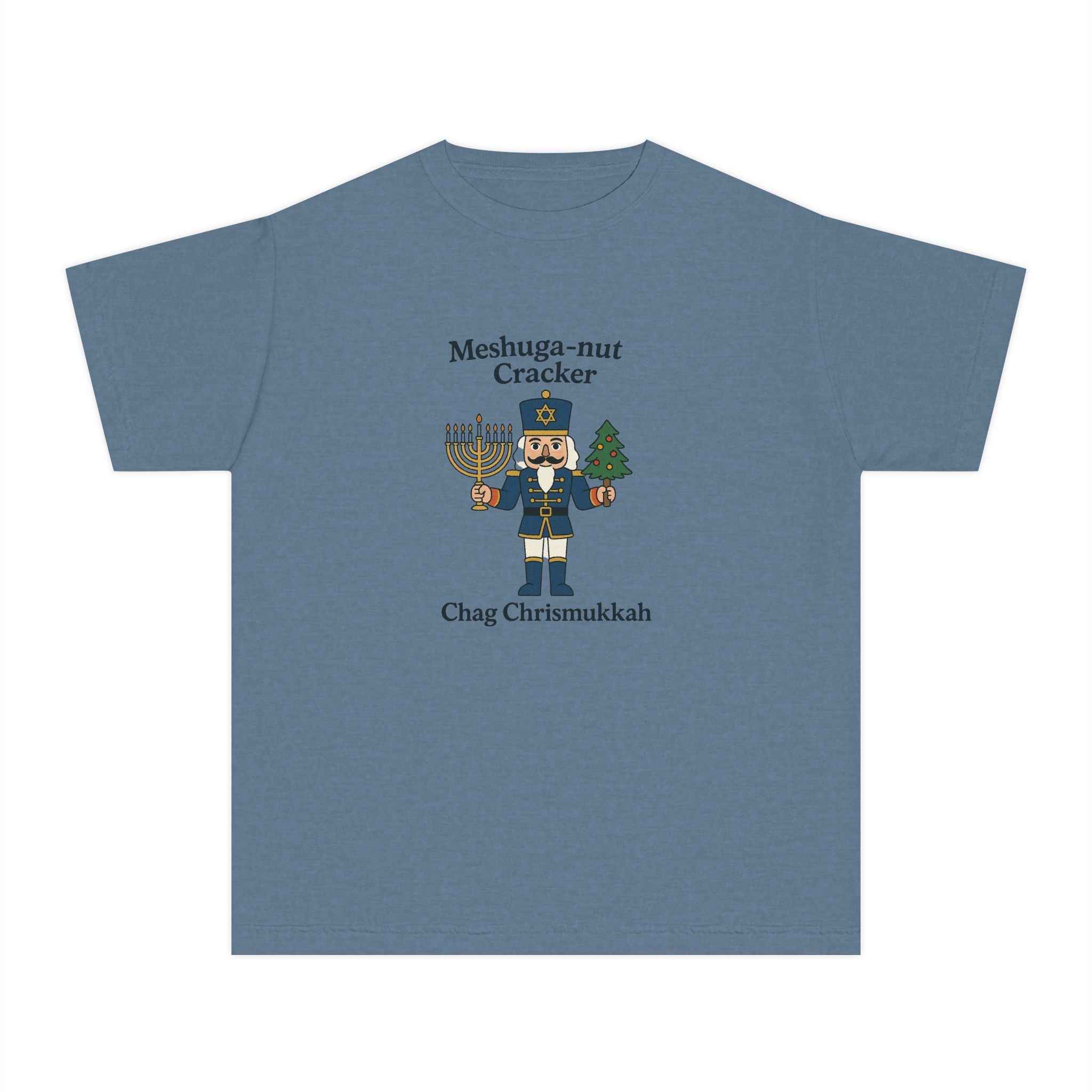 Menschug-nut Cracker Youth Tee | Chanukah Nutcracker Hanukkah Shirt