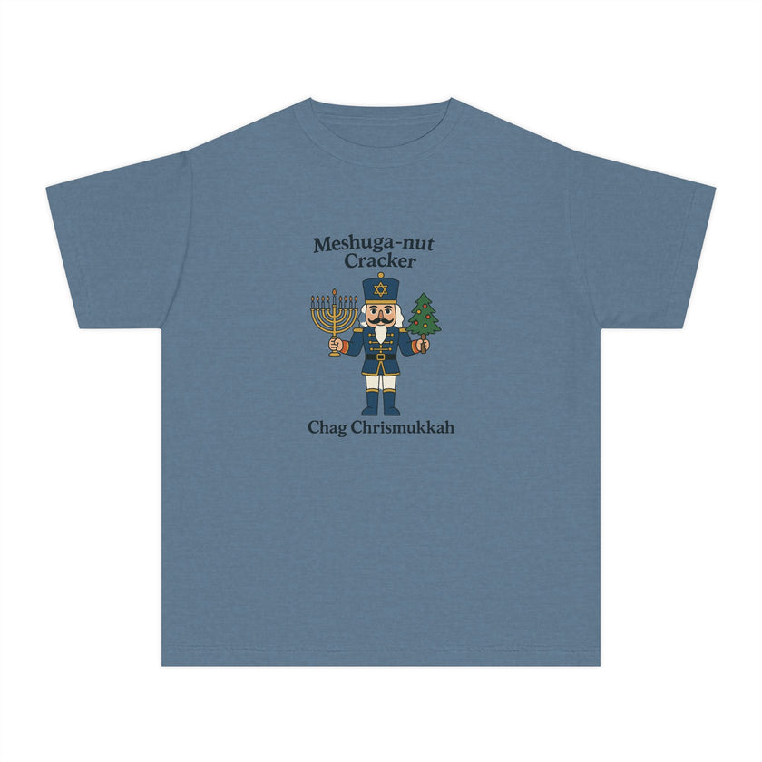 Menschug-nut Cracker Youth Tee | Chanukah Nutcracker Hanukkah Shirt