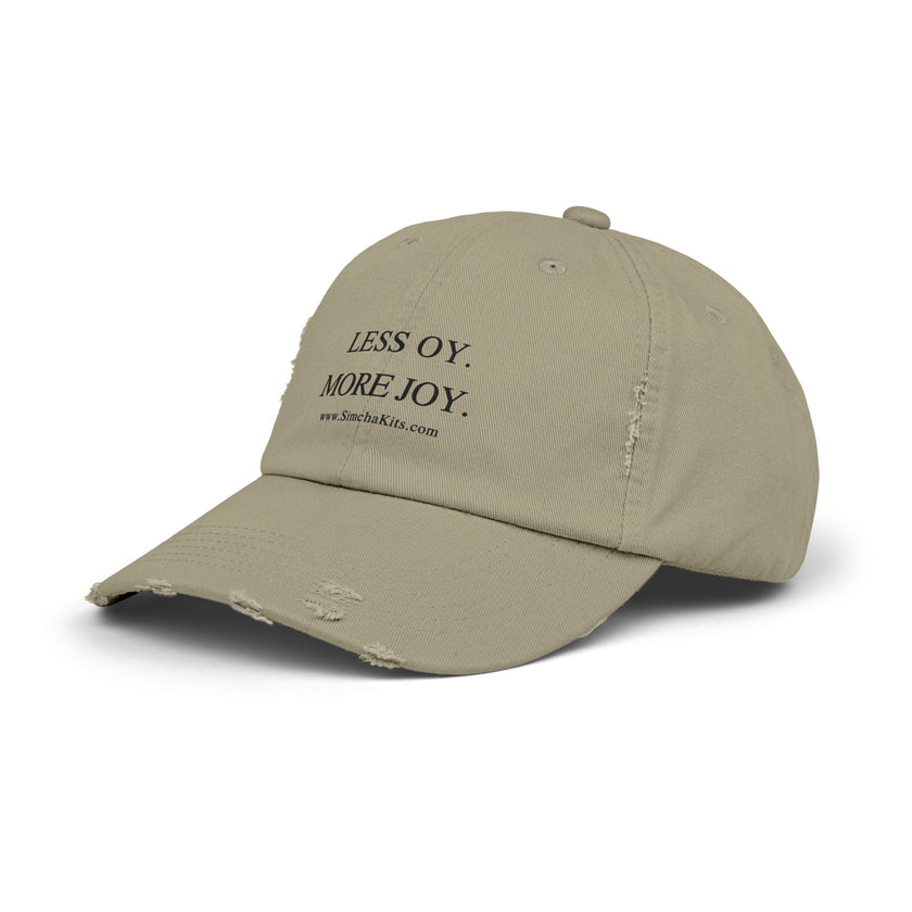 Distressed Cap, Unisex Hat for Hanukkah, Simcha Kits, Jewish Joy Yiddish Hebrew Gift, Oy More Joy Slogan, Chanukah Baseball Cap, Vintage