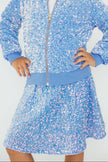 Light Blue Velvet Sequin Twirl Skort