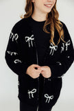 Black/Coconut Bow Cozy Cardigan