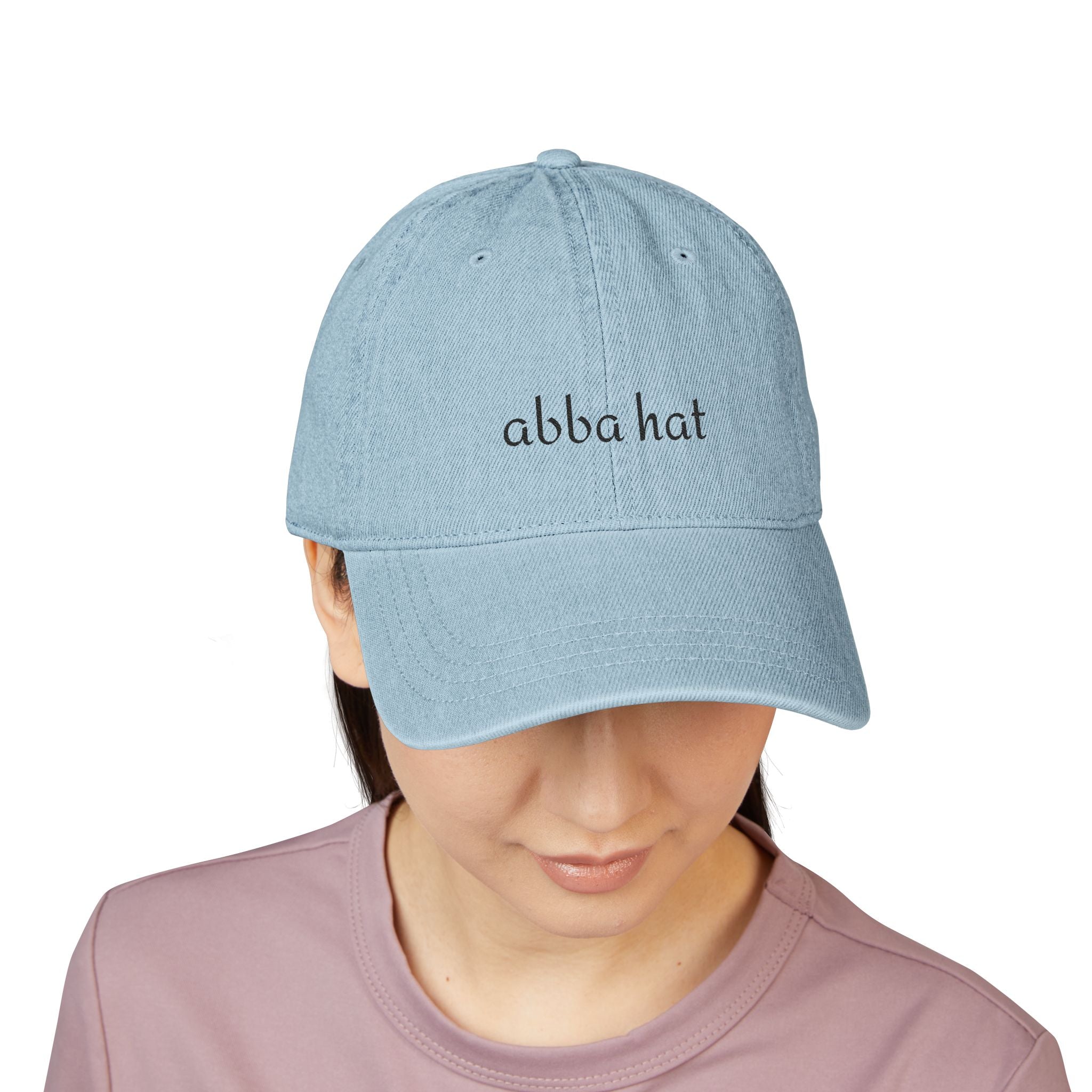 Abba Hebrew Embroidered Denim Hat Dad Cap, Judaica Back to School Gift, Men's Women's Fashion, Jewish Accessories, Personalized Baseball