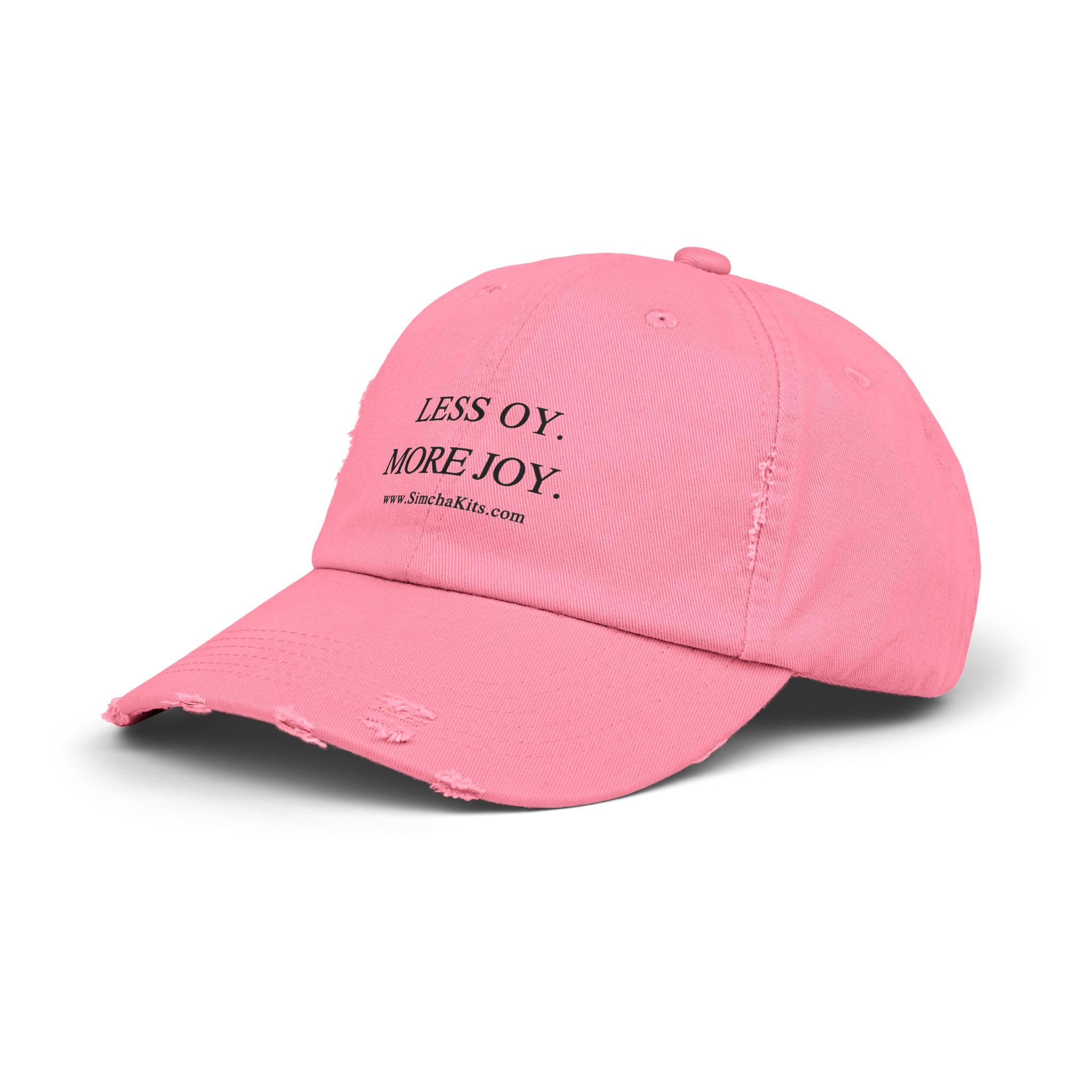 Distressed Cap, Unisex Hat for Hanukkah, Simcha Kits, Jewish Joy Yiddish Hebrew Gift, Oy More Joy Slogan, Chanukah Baseball Cap, Vintage