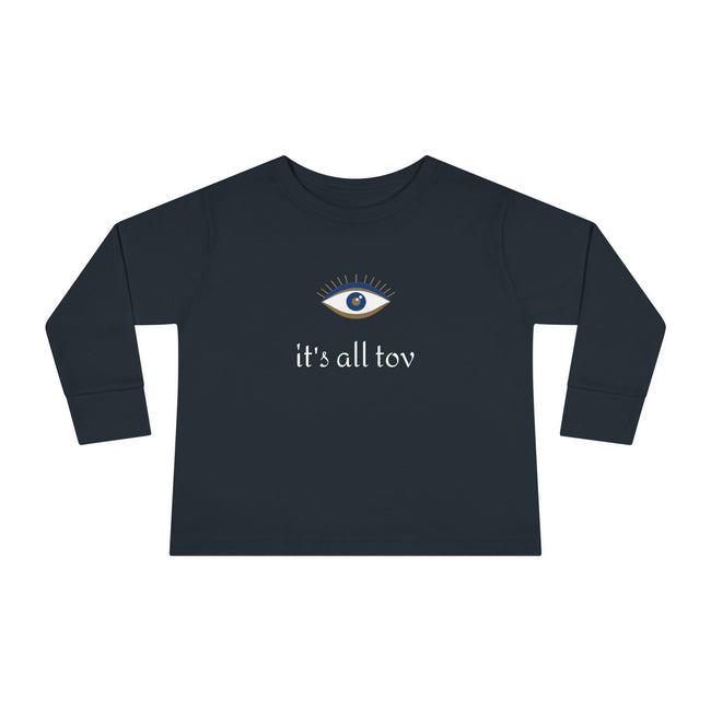 Positive Energy Toddler Long Sleeve Tee with Evil Eye Design, Good Vibes Shirt for Kids, Jewish Christian Clothing, Religious Toddler Top