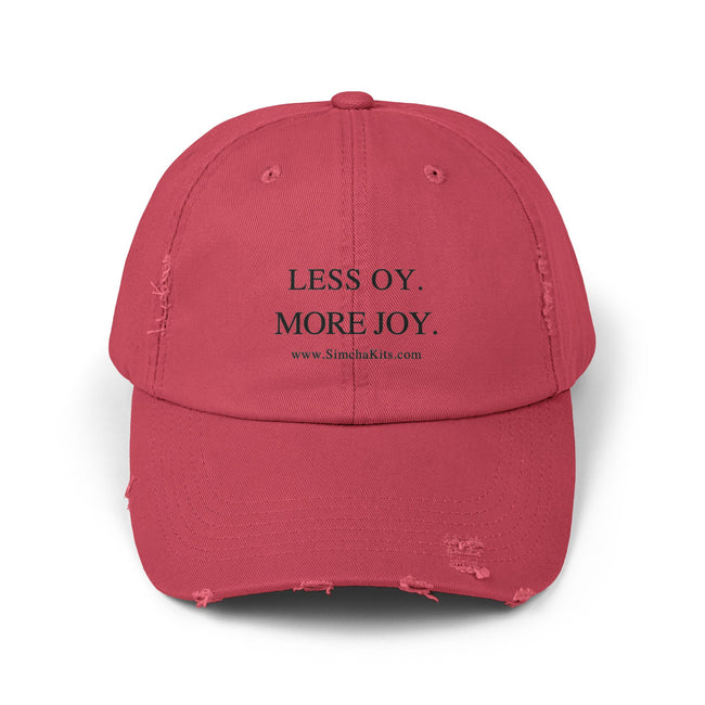 Distressed Cap, Unisex Hat for Hanukkah, Simcha Kits, Jewish Joy Yiddish Hebrew Gift, Oy More Joy Slogan, Chanukah Baseball Cap, Vintage