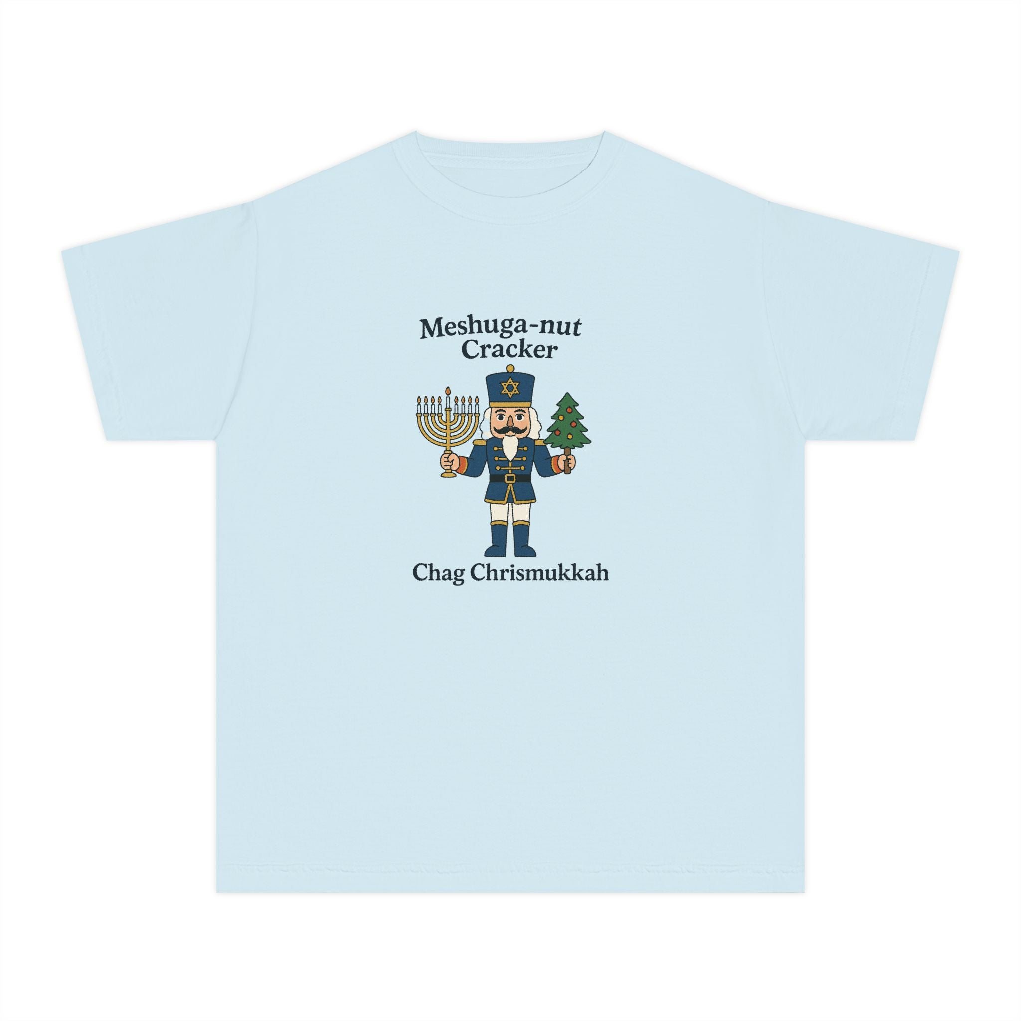 Menschug-nut Cracker Youth Tee | Chanukah Nutcracker Hanukkah Shirt