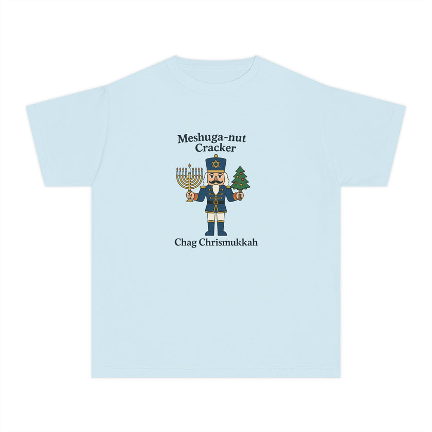 Menschug-nut Cracker Youth Tee | Chanukah Nutcracker Hanukkah Shirt