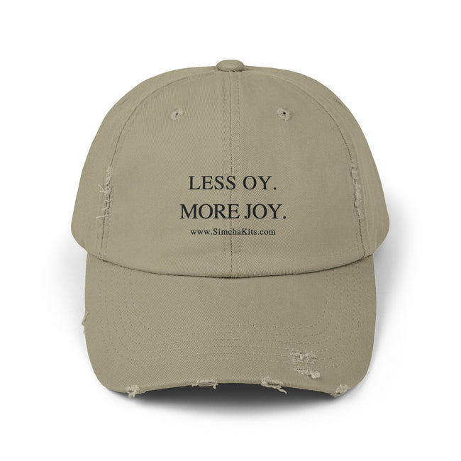 Distressed Cap, Unisex Hat for Hanukkah, Simcha Kits, Jewish Joy Yiddish Hebrew Gift, Oy More Joy Slogan, Chanukah Baseball Cap, Vintage