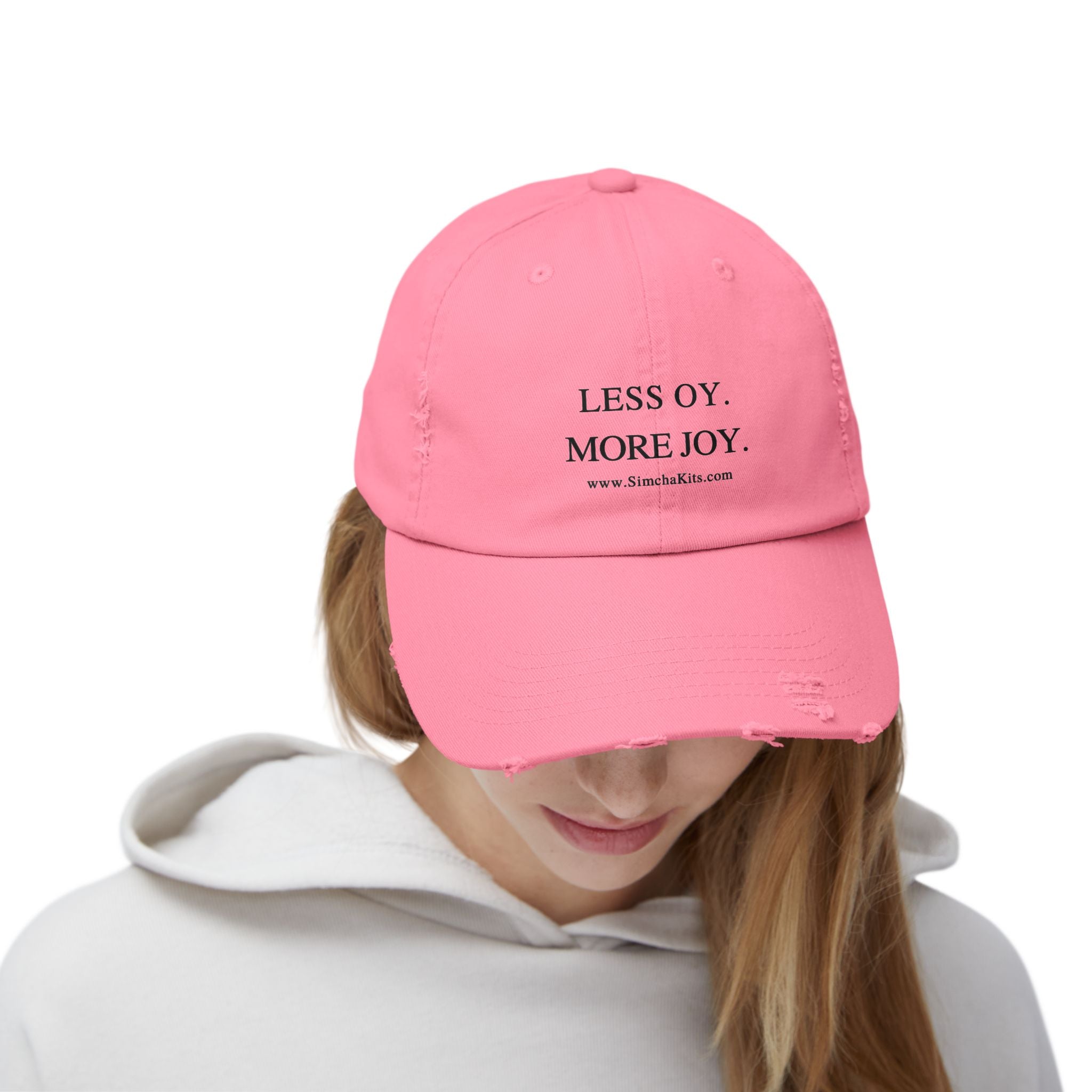 Distressed Cap, Unisex Hat for Hanukkah, Simcha Kits, Jewish Joy Yiddish Hebrew Gift, Oy More Joy Slogan, Chanukah Baseball Cap, Vintage