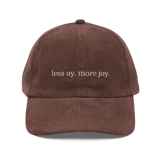 Embroidered Vintage Corduroy Cap, Jewish Humor Dad Hat, Hanukkah Gift, Oy Joy, Men's Fashion Accessory