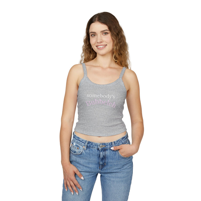 Somebody's Bubbeleh Women's Spaghetti Strap Tank Top, Jewish Humor, Cute Crop Top, Casual Spring Outfit, Perfect for Festivals,