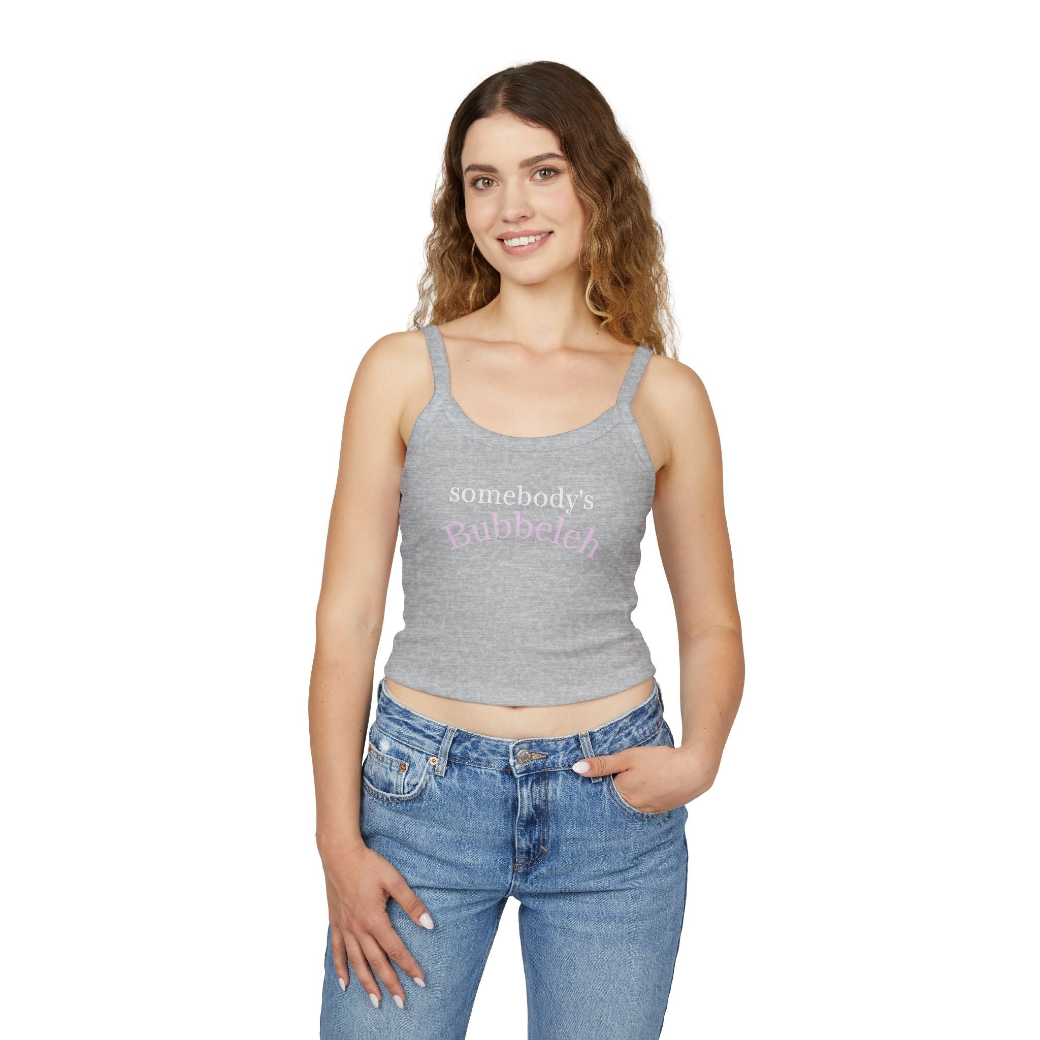 Somebody's Bubbeleh Women's Spaghetti Strap Tank Top, Jewish Humor, Cute Crop Top, Casual Spring Outfit, Perfect for Festivals,