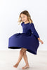 Navy 3/4 Sleeve Pocket Twirl Dress