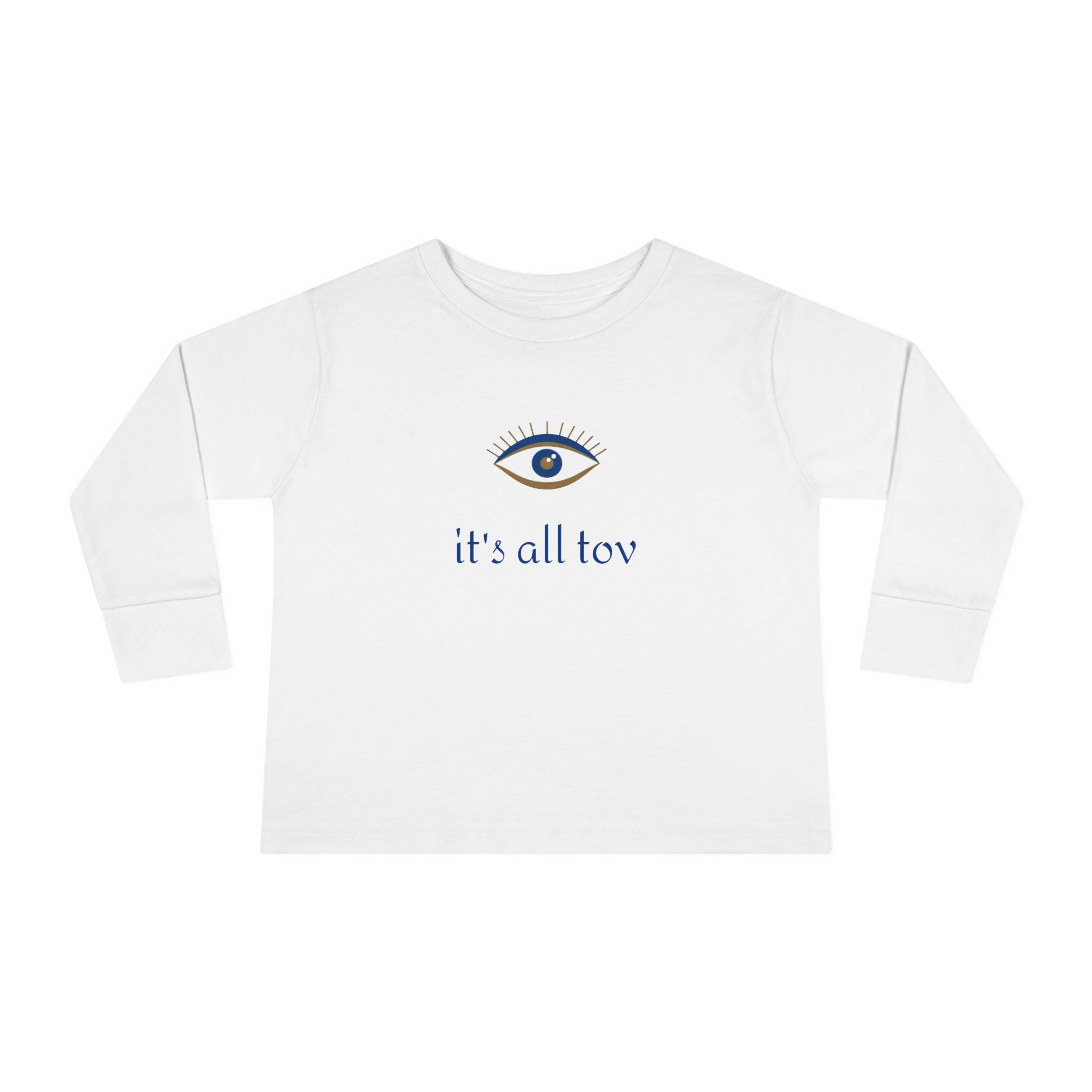 Positive Energy Toddler Long Sleeve Tee with Evil Eye Design, Good Vibes Shirt for Kids, Jewish Christian Clothing, Religious Toddler Top